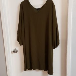 Casual Olive Green Long Sleeve dress